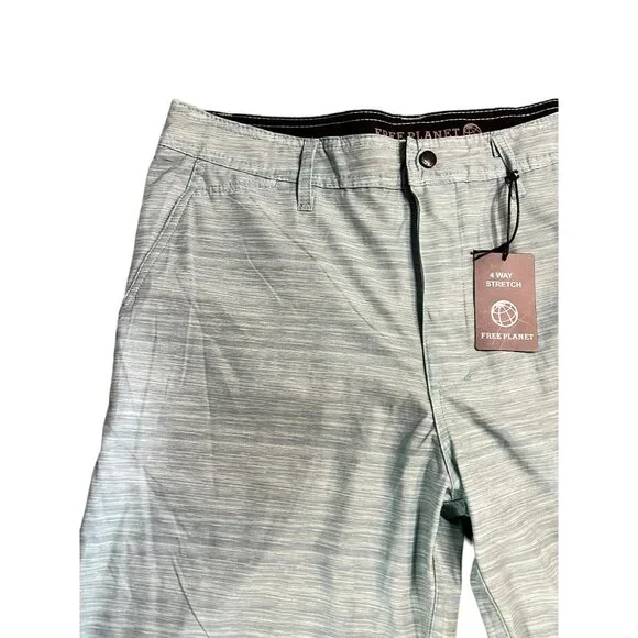 Free Planet Mens Green Space Dye 4-Way Stretch Shorts Size 32 - Picture 6 of 9